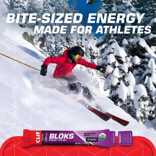 Vista 11 de CLIF BLOKS - Sabor Mountain Berry - Masticables energéticos - Sin OGM - A base de plantas - Combustible rápido para ciclismo y running