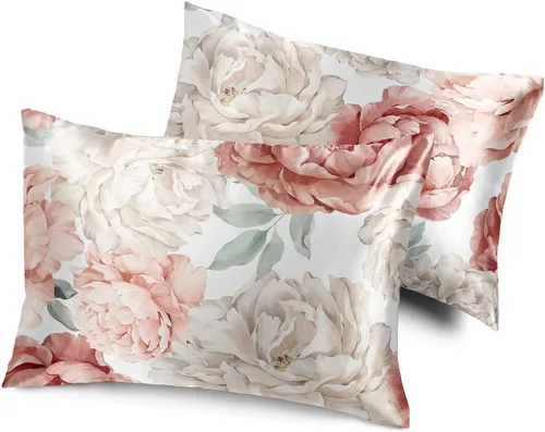 Vista 16 de Sweet Jojo Designs Juego de 2 fundas de almohada de satén (floral bohemio gris) para niñas, cabello y piel, suaves, sedosas, brillantes