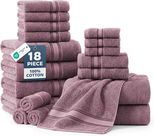 Vista 95 de LANE LINEN Juego de toallas de baño de lujo, 3 piezas, 100% algodón, secado rápido, extra aborbentes, juego de toallas súper suaves, 1 toalla de Gris