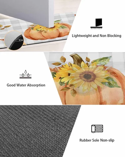 Vista 3 de Tapete de baño de calabaza para bañera, antideslizante, de secado rápido y absorbente, tierra de diatomeas, fregadero, dormitorio, cocina, lavable
