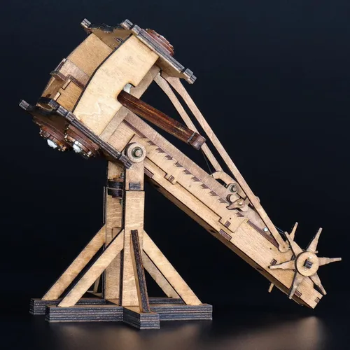 Vista 7 de YAQUMW El MINI Roman Ballista Europa Medieval Siege Chariot Catapulta de madera DIY 3D Puzzles Modelos Kits STEM Proyectos Juguetes de mesa