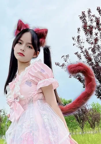 Vista 2 de DAZCOS Cola de zorro de gato multicolor para anime Neko Cosplay disfraz Halloween