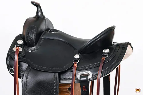 Vista 5 de HILASON Western Horse Draft Trail Pleasure American Leather Saddle Brown Negro