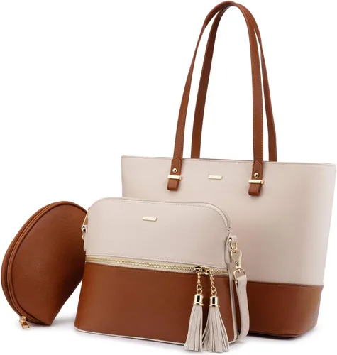Vista 12 de LOVEVOOK Bolsos de mano para mujeres, bolsos de hombro, bolso tote, bolso satchel, bolso hobo, conjunto de bolso de 3 piezas