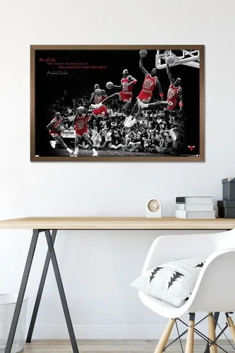 Vista 6 de Trends International Michael Jordan - Póster de pared con mosca, 22.375 x 34 pulgadas, versión enmarcada en bronce
