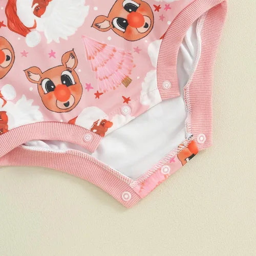 Vista 8 de Kayotuas Traje de Navidad para bebé niña, sudadera de gran tamaño, mameluco de Navidad occidental, ropa de bebé
