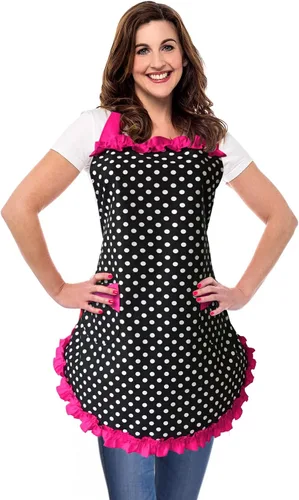 Vista 10 de Violet Mist Lindos delantales negros para mujeres con bolsillos, delantales vintage retro elegantes para niñas con lazo, vestido sexy de los años
