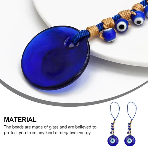 Vista 2 de 2 piezas de decoración de mal de ojo azul colgante turco de cuentas de Nazar colgante decorativo de ojo turco de la suerte llavero Feng Shui