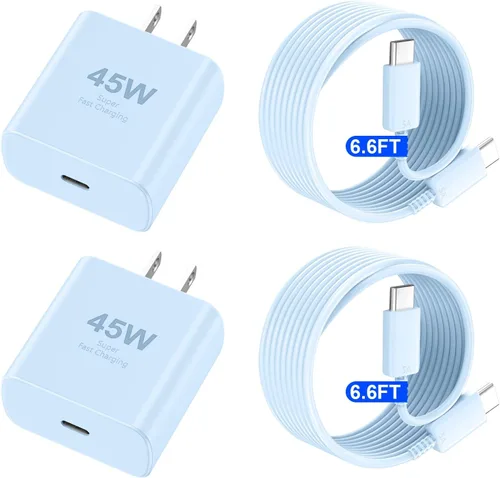 Vista 14 de Cargador para teléfono 17 16 Pro Max de carga rápida, 45 W USB C Phone 17 16 Bloque de carga súper rápido con cable de carga tipo C de 6.6 pies