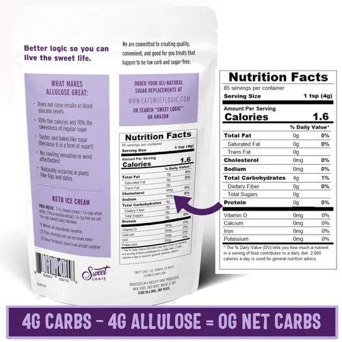 Vista 2 de Sweet Logic Mezcla para Hornear Keto - Alulosa Pura - Sin Gluten - Sin Lácteos - Apto para Diabéticos Todo Natural - Alulosa - Stevia - Bajo