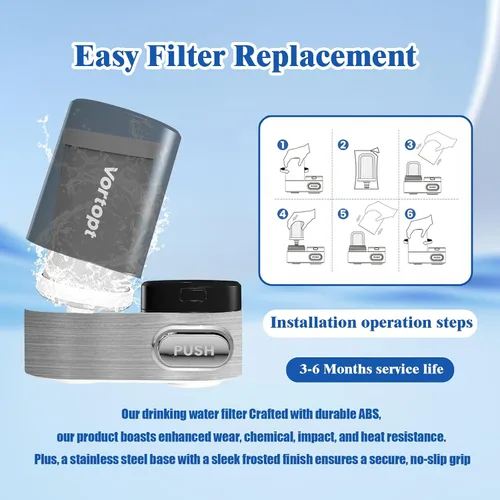 Vista 8 de Vortopt Filtro de grifo, certificado NSF, sistema de purificación de agua de alta eficiencia de 400 galones, eliminación rápida del 99% de cloro