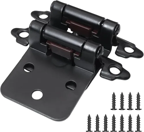 Vista 15 de Bisagras para puertas de gabinete de cocina de 3/8 pulgadas, paquete de 4 pares de bisagras de gabinete semiocultas negras, bisagras de puerta