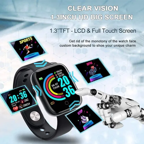 Vista 3 de LEOP Reloj inteligente, rastreador de fitness de 1.44 pulgadas con monitor de HR, rastreador de sueño, cronómetro, reloj de fitness impermeable IP65