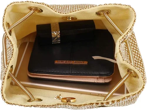 Vista 5 de Bolsa de noche para mujer, tamaño mejorado, bolsa de cubo de diamantes de imitación, bolsa de hombro brillante para fiesta, boda, cita nocturna