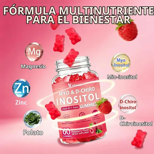 Vista 4 de Myo-Inositol & D-Chiro Inositol Gummies, Raspberry Flavor