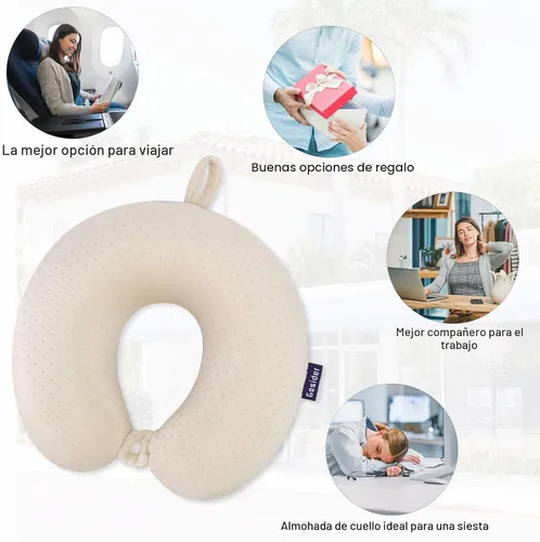 Vista 6 de Almohada de Espuma Viscoelástica para el Cuello, Cómoda Almohada de Viaje para el Cuello, Soporte para Cuello y Cabeza, Ligera y Portátil, Almohada