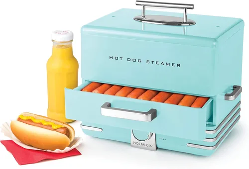 Vista 11 de Nostalgia vaporera extra grande estilo comedor, capacidad para 20 perros calientes y 6 panes, perfecta para salchichas de desayuno, bratwursts