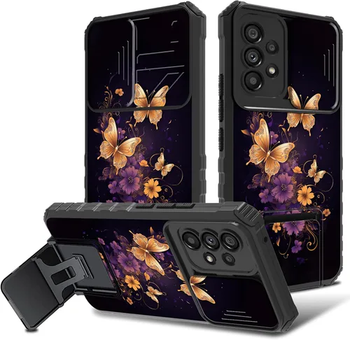 Vista 27 de Funda para Samsung Galaxy A53 5G con funda para cámara y soporte de soporte, resistente, a prueba de golpes, TPU funda protectora para Samsung Flor