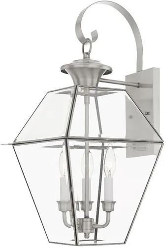 Vista 10 de Livex Lighting 2381-02 - Farol de pared para exteriores, latón pulido Persianas de vidrio biselado transparente
