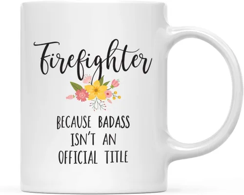 Vista 15 de Andaz Press Taza de café de 11 onzas, regalo de broma, tía porque Badass no es un título oficial, gráfico floral, 1 paquete