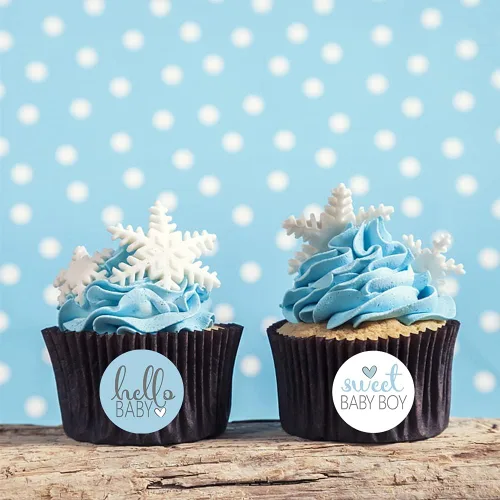 Vista 2 de 270 calcomanías azules para baby shower, 6 diseños, etiquetas circulares autoadhesivas, sellos de sobres de baby shower, calcomanías de caramelo Niño