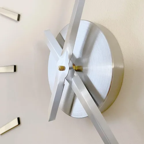 Vista 7 de WALPLUS Reloj de pared grande de plata DIY diseño creativo moderno 3D reloj de pared para decoración de oficina en casa regalo