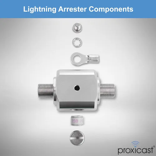 Vista 8 de Proxicast Arrestador/Supresor de Rayos Coaxial con Conectores Hembra F de 75 Ohmios - Protector de Sobretensiones de Cable Coaxial de Grado