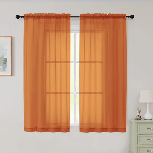 Vista 205 de 2 paneles de cortinas traslúcidas blancas para dormitorio, sala de estar, 96 pulgadas de largo, modernas, suaves, ligeras, con bolsillo para barra