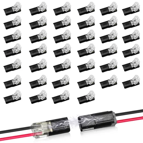 Vista 9 de 20 piezas conectores enchufables de doble cable, conectores de tira de luz LED, 2 pines, conectores de tira de luces LED, conector de cable de bajo