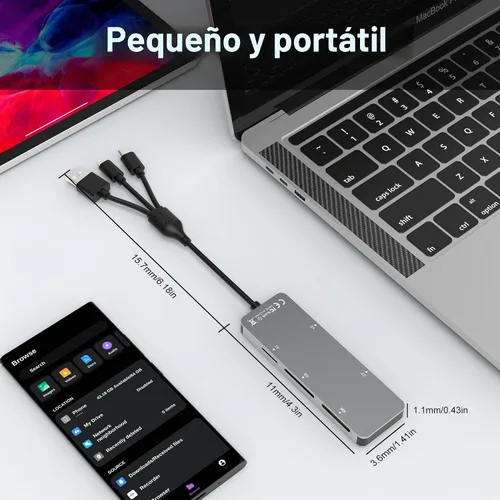 Vista 7 de Adaptador Memory Stick Pro Duo - Lector de tarjetas 5 en 1 SD/TF/MS/CF/XD para PC/Android/Dispositivo Lightning, Lector de Tarjetas de Memoria Multi