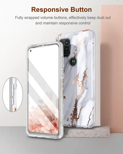 Vista 4 de SURITCH Funda para Moto G Stylus 5G (mármol), protector de pantalla integrado, a prueba de golpes, con purpurina