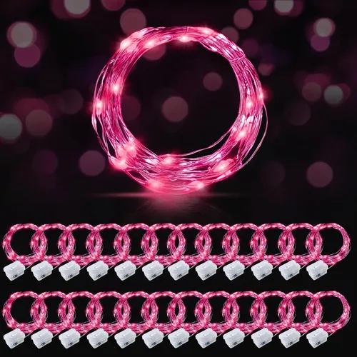 Vista 21 de AIKEI Paquete de 12 luces LED de hadas que funcionan con pilas, guirnaldas de luces impermeables de 7 pies, 20 luces LED de luciérnagas estrelladas