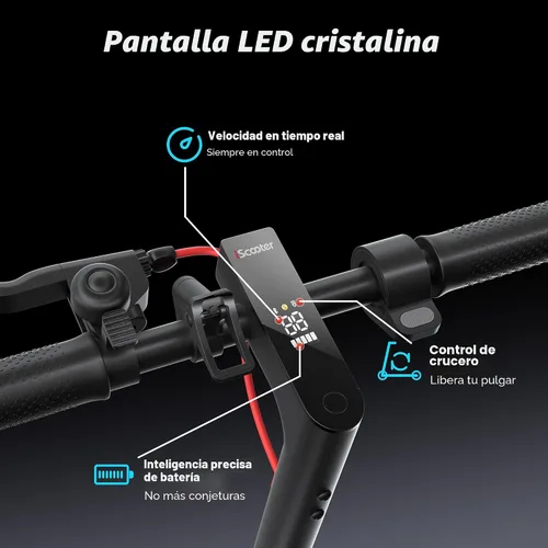 Vista 6 de iScooter Scooter eléctrico 2025, rango máximo de 18 millas, velocidad máxima de 19 mph, scooter eléctrico plegable con neumático sólido de 8.5