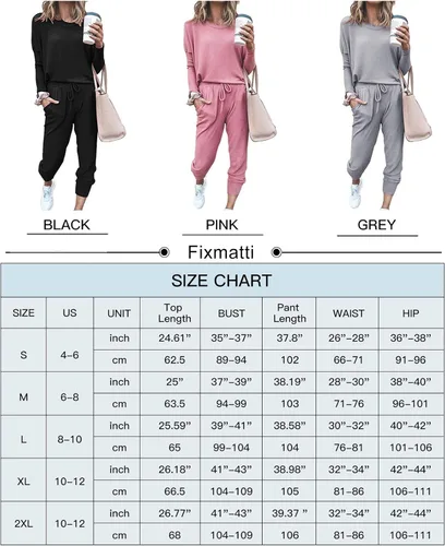 Vista 7 de Fixmatti - Conjunto deportivo de 2piezas para mujer de estilo informal, pantalón largo