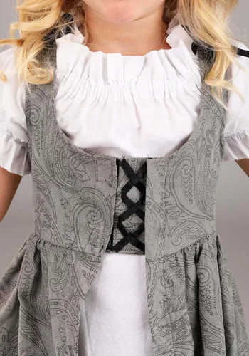Vista 5 de Toddler Girls Renaissance Faire Costume, Faux Suede Ren Fest Dress Chemise, Medieval Child Overdress with Lacing