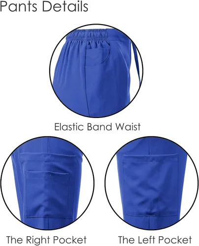 Vista 3 de Dagacci Medical Uniform Conjunto de ropa quirúrgica para mujer, elástico en 4 direcciones, red de contraste dividido y bolsillo