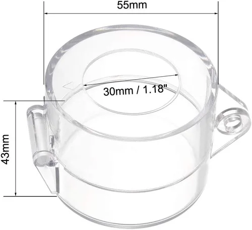Vista 16 de uxcell 2 piezas de plástico transparente cubierta de interruptor protector para 0.866 in de diámetro interruptor de botón 55x43