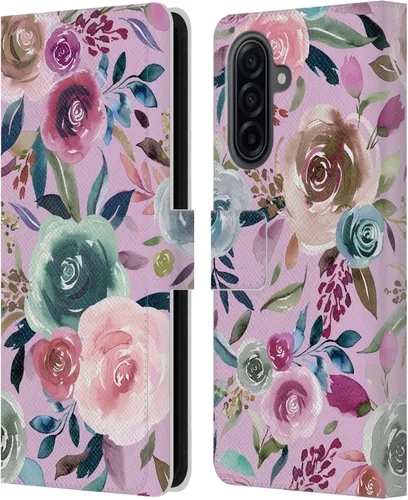 Vista 181 de Head Case Designs Officially Licensed Ninola Abstract Poppies Lilac Floral Leather Wallet Case Compatible with Samsung Galaxy A07 4G