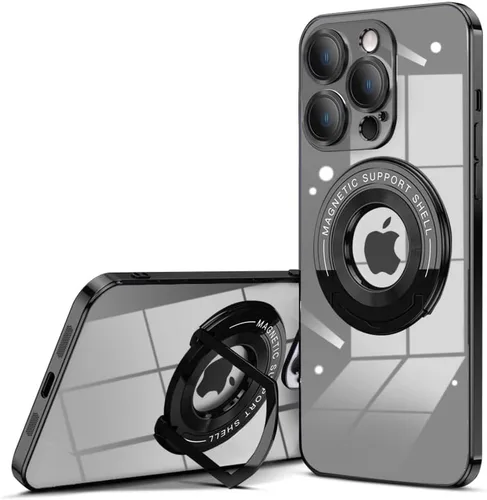 Vista 19 de QLTYPRI Funda magnética transparente para iPhone 15 compatible con MagSafe, soporte de anillo invisible, protección completa para lente de cámara