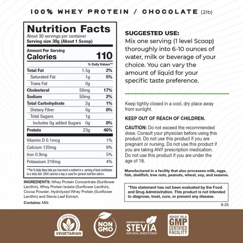 Vista 2 de 100% suero de leche, 100% Chocolate - 2lb, 1, 100000