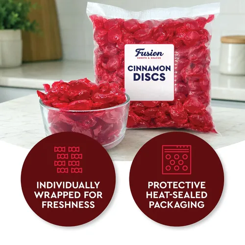 Vista 6 de Cinnamon Discs - Caramelos duros a granel, 1 libra, rojo, envueltos individualmente Envueltos individualmente, aproximadamente 75 piezas