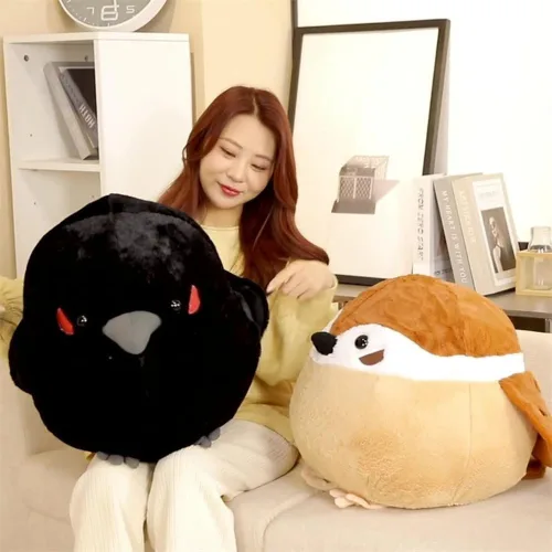 Vista 7 de Gorrión de peluche grande de 17.8 pulgadas, muñeco de peluche de pájaro gordo grande, almohada suave con forma de animal, regalo para niños y adultos