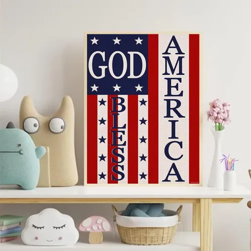 Vista 3 de UPABLUNSO Regalo de Navidad God Bless America 4 de julio Patriotic American Memorial Day Kit de pintura de diamantes para adultos, arte de diamantes