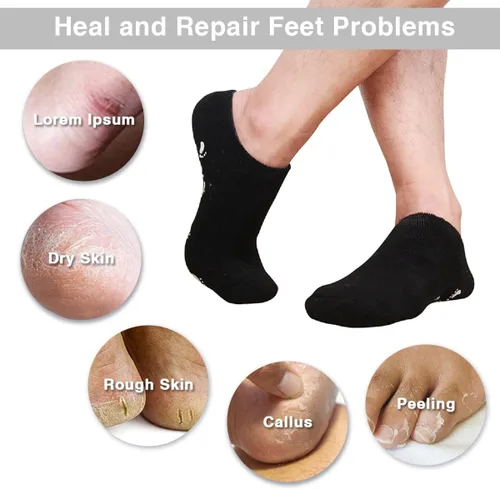 Vista 3 de Codream Calcetines grandes de gel hidratante para hombre, tratamiento definitivo para piel seca agrietada y áspera en los pies, paquete de 2 pares