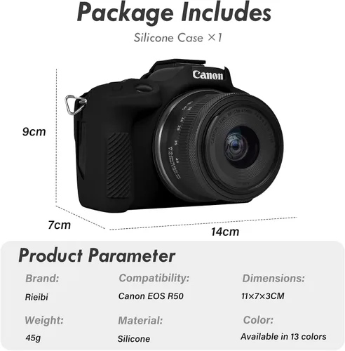Vista 2 de Rieibi EOSR50 EOS R50 Estuche, Estuche Protector de Silicona Suave para Cámara Vlogging Canon EOS R50 EOSR50, Estuche de Cámara Ligero EOS R50