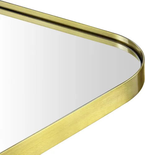 Vista 9 de Botiquín de baño empotrado en arco dorado cepillado con espejo de acero inoxidable con marco de metal rectangular con espejo de 16 x 28.3 pulgadas