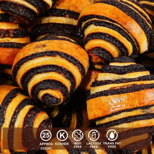 Vista 3 de Stern’s Bakery Croissants de Chocolate Aproximadamente 25 Pasteles Rugelach Pasteles de Chocolate Regalos de Comida para Festividades, Acción