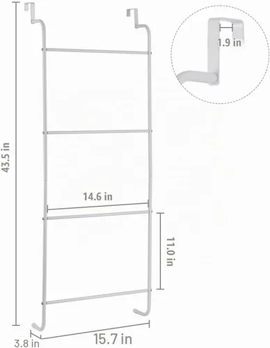 Vista 5 de MyGift - Toallero de pared en forma de escalera de metal (4.0 pies), color negro