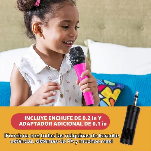 Vista 5 de Máquina de Cantar Micrófono con Cable para Karaoke, (Rosa) - Micrófono Vocal Dinámico Unidireccional - Micrófono de Enchufe para Máquina de Karaoke