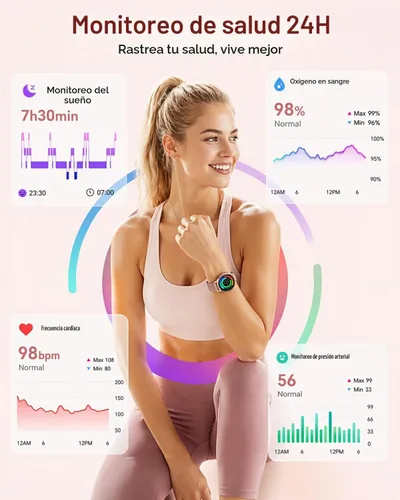 Vista 4 de Smart Watches for Women,1.32'' AMOLED Ultra-Thin Smart Watch with Bluetooth Make/Answer Call,Heart Rate/SpO2/Sleep Tracker,120+ Sport Modes IP68